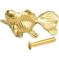 Solid Brass Goldfish Shape Solid Brass Retro Knobs Door Handles Cabinet Wardrobe Drawer Pulls Single Hole Home Hardware