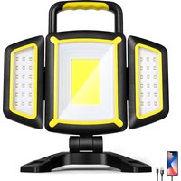 Portable LED Work Light 5 Light Modes Magnetic Base Rechargeable Battery Operated COB Flashlight for Car Repairing Emergency