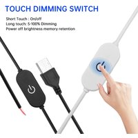 DC5V/DC12-24V 2A USB Touch Dimming Switch Cable 1M Dimmer Controller for Single Channel LED Strip Lights 1M