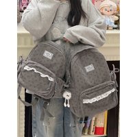 Corduroy Polka Dot Knot Large Capacity Student Backpack Women's Fashionable Versatile High Aesthetic Value School Bag