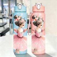 Ballerina Print 750ml Sports Water Bottle Leak-Proof Portable Cup for Outdoor Travel Fitness
