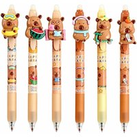 Cute Capybara Erasable Gel Pens 0.5mm Blue Ink, Cartoon Animal Retractable Erasable Pens for Students Stationery