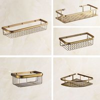 Antique Brass Wall Mounted Bathroom Shower Basket Soap Sponge Shower Storage Basket Shelf Shampoo Holder azh120