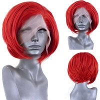 AIMEYA Hot Red Bob Wig for Women Girls Heat Resistant Synthetic Lace Front Wig Orange Short Bob Wigs Daily Use Cosplay Wig Green