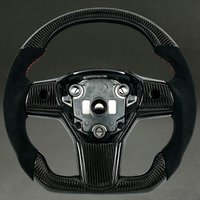 Steering Wheel for Tesla Model 3 with Suede Red Stitching DIY Color for Tesla Model 3 New Quality Sport Wheel Flat Bottom Trend