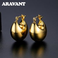 ARAVANT 925 Silver 18K Gold Egg Hoop Earring For Women Fashion Jewelry