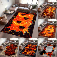 Lava Floor 3D Illusion Area Rug – Cracked Earth & Wooden Bridge Themed Carpet – Bold Fire Lava Pattern for Game Room & Bedroom