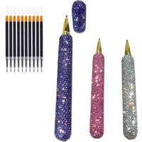 Bling Rhinestone Ballpoint Pen Comes with 10 Pen Cores Signature Pen Writing Stationery Student Practice School Office Supplies