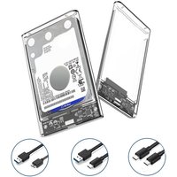 2.5 inch Hard Drive Enclosure USB 3.0/Type C to SATA III Clear External Hard Drive Case for 2.5 inch SATA SSD HDD Support UASP