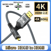 4K@60Hz Micro HDMI to HDMI Cable 18Gbps 2K@120Hz HDMI 2.0 HDR ARC for Camera Sony Nikon Tablet Monitor Projector HDTV