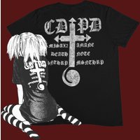 A Must-have for Anime Fans Gothic T-shirt with Skull Print Mysterious Short Sleeved Pure Cotton Material Suspenseful Style