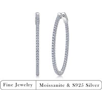 1.1CTW Moissanite Hoop Earrings 925 Sterling Silver Full Paved Diamond Huggie Earrings for Women Daily Wear