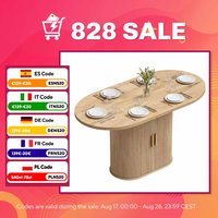 Homcom ovale eettafel met dikke plank en schuifdeuren, shutter-type