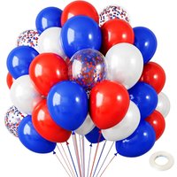 40Pcs 12Inch Red White and Blue Balloons with Confetti Balloons Kit for Independence Day Nautical Baseball Birthday Party Decor