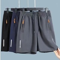 Mens Summer Quick Dry Athletic Work Shorts Casual Hiking Pants Shorts with Zipper Pockets Loose Fit Plus Size Outdoor Trousers