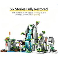 Journey to the West Flower and Fruit Mountain Waterfall Cave Building Blocks Set, Classic Myth Scene Assembly Toy, Gift for Boys
