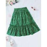 Green small floral ruffled skirt - fresh spring and summer style