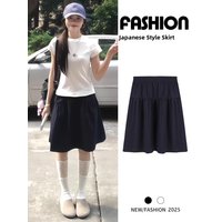 Versatile High Waist Midi Skirt Women's Summer Vintage A-Line Umbrella Skirt Prevent Light Blue Skirt College Style Commute K...