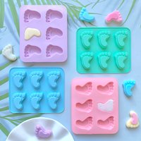 1pc Creative Small Foot Shaped Chocolate Silicone Mold 3D Candy, Pudding, Biscuit, Ice Grid Making Mold, Cake Decoration Baking