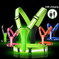 AliExpress NONE LED Running Vest USB Rechargeable Reflective Cycling Security Vest High Visibility Night Running Riding Clothing for Kids Adults