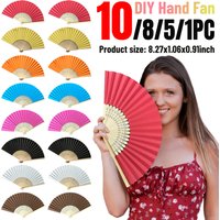 1-10PCS Chinese Style Hand Fan Personalized Engraved Folding Fan DIY Painting Bamboo Paper Fans Wedding Party Decorative Fan