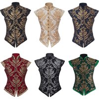 Men Historical Tudor Renaissance Elizabethan Vest Costume Medieval Pirate Colonial Brocade Jerkin Vest Costume