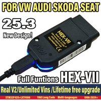 2025 Unlimited Vins VAGCOM Interface VCDS-CAN HEX V2 Update V25.3 FOR VW AUDI Skoda Seat Multi-Language Car Diagnostics Tool
