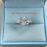 IGI Certified 2CT Main Stone CVD HPHT Lab Grown Diamond Oval Shape DEF VS-VVS 3 Stone Diamond Ring For Women Platinum 950