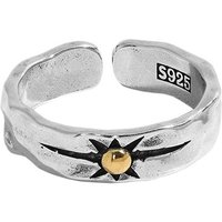New Arrival 925 Sterling Silver Ring Male Index Finger Accessories Retro Golden Sunshine Ring For Men Jewelry Adjustable