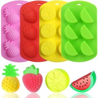 4 Pack Fruit Shaped Silicone Pineapple Orange Watermelon Strawberry Mold Chocolate Baking Mould Summer Fruit Jelly Cake Ice Cube