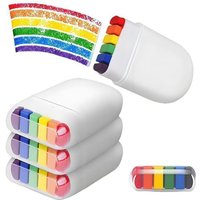 6-Pack Rainbow Crayon Paint Set - Birthday Party Multicolored Theme Oil Pastel Accessories, DIY Rainbow Color Doodle Pens