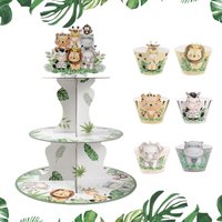 Cake Display Stand Jungle Mermaid Birthday Party Decorations Kids Dessert Holder Cake Tray Butterfly Baby Shower Cupcake Support