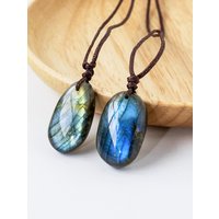 1pc Natural Labradorite Pendant Necklace Accessory Natural Labradorite Pendant For Unisex Polished Flash Labradorite Stone Charm