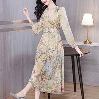 Summer Luxury Silk Floral Beach Midi Dress Women's Vintage Elegant Evening Prom Dress 2025 Spring Holiday Boho Hepburn Vestidos