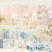 100 Pcs/set Mixed Material Pack Flower Series Hollow Lace Handbook Border Primer Paper DIY Decorative Sticker Notes Scrapbook