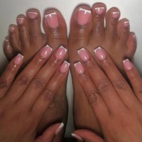 48PCS French Foot and Hand Wear Nail Set Summer Short Square False Toenail Full Coverage Nude False Nail for Women Daily Wear