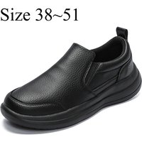 Men's Comfortable Slip-On Leather Sneakers Casual Sports Walking Shoes Waterproof Black Athletic Plus Big Size 48 49 50