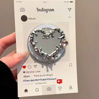 Luxury Heart Butterfly Mirror For Magsafe Magnetic Phone Grip Tok Griptok Stand For iPhone Foldable Wireless Charging Holder