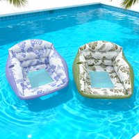 Large 3-in-1 Tropical Wind Inflatable Pool Float Sofa with Cup Holders, Minimalist Vibrant Hammock Lounge Chair, Suitable for Po