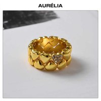 Mode Messing vergoldet Zirkon Herz Ring Frauen Europa Charme Eleganz Schmuck Zubehör