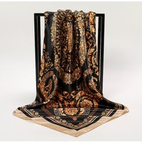 2024 Fashion Silk Square Scarf for Women Hair Band Soft Neckerchief Vintage Hijab Flower Print Headscarf Female Pashmina Bandana