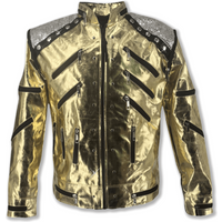 Role-Player Cosplay Costumes Michael Jackson Beat It Jacket in Golden Leather for Adults Kids Halloween Christmas Anime