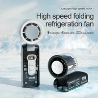 100-Speed Turbo Handheld Fan with LED Light - Rechargeable, Foldable & Portable for Camping, Office, Travel & Home Cooling