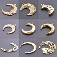 5pcs Gold Color Vintage Moon Charms For Jewelry Making Supplies Metal Crescent Moon Pendant Diy Necklace Earrings Accessories