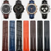 22mm 24mm Soft Calfskin Leather Watch Strap Band for Breitling Watchband Avenger/navitimer Premier Bracelet Folding Buckle