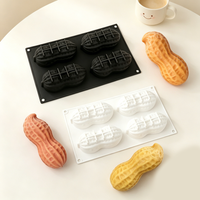 4-Cell Peanut Design Food Grade Silicone Cake Molds Non Stick Mousse Chocolate Mould Handmade Soap Making Kitchen Baking Tools