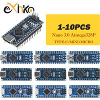 1-10pcs Nano 3.0 With the bootloader compatible controller CH340 USB driver Mini / Type-C / Micro 16Mhz ATMEGA328P for Arduino