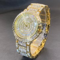 High Quality Versions Quartz Watches for Men Stunning Silver Gold Full Rectangle Stone Fine Wristwatch Jewelry Man Luxury Watch