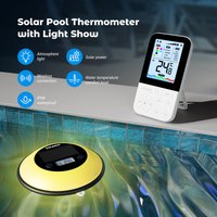 INKBIRD Solar Wireless Pool Thermometer Set 7 Colors Ambient Light Outdoor Swimming Pool Thermometer with Indoor Remote Control