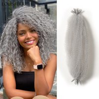 LOUIS FERRE Crochet Hair 16in Gray Afro Curls Braiding Hair Extension Synthetic African Braided Hair Deep Twist Fluffy Hair
